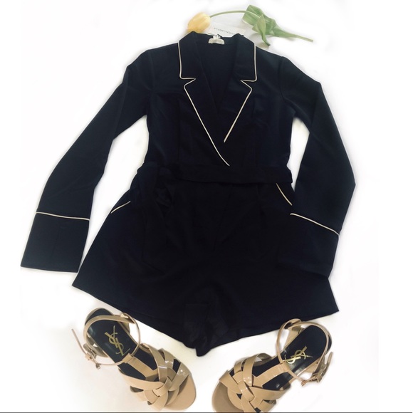 Cotton Candy Pants - NWT COTTON CANDY LA BLACK w/ Gold Rose Trim ROMPER